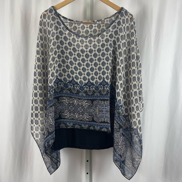 Lavish Large Boho Flowy Scarf Print Flowy Scoop Neck Boxy Top Tank Top - Picture 1 of 7